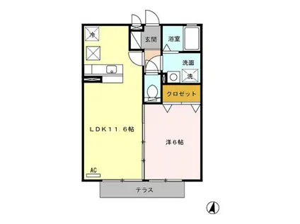 セジュール・アイ・小松(1LDK/2階)の間取り写真