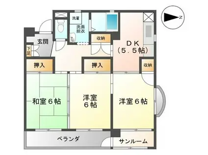 パークサイド宝(3DK/2階)の間取り写真