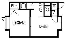 ハイツYOUトピア(1DK/2階)の間取り写真