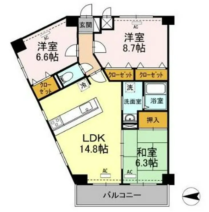 モニュメント・スクウェア参番館 3階階 間取り