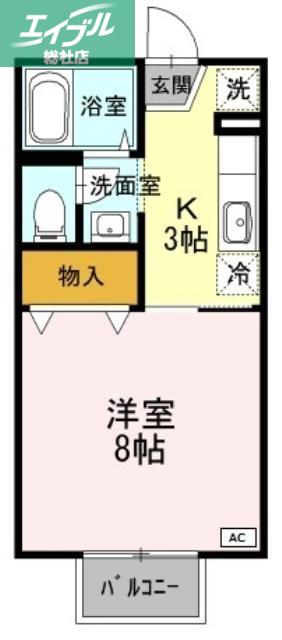 コーポジュネスB棟(1K/1階)の間取り写真