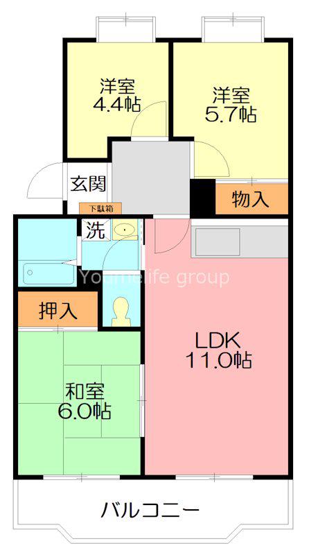 サンパレス湘南(3LDK/3階)の間取り写真
