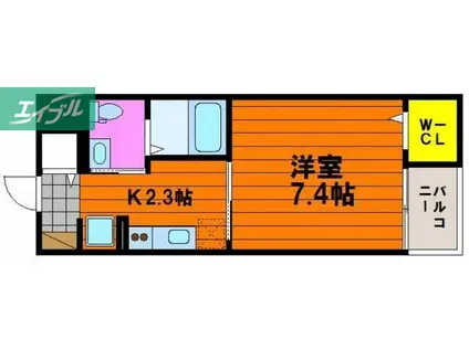 プランドール 十日市(1K/3階)の間取り写真