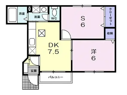 ラ シエスタ(1SDK/1階)の間取り写真