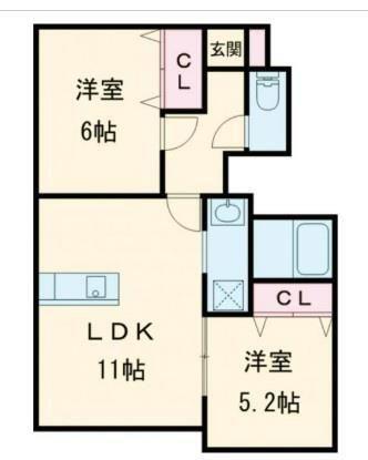 トラミッドヴィラ花田(2LDK/1階)の間取り写真