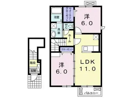ミルフロールIVB(2LDK/2階)の間取り写真