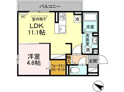 D-ROOM内山II(1LDK/2階)の間取り写真