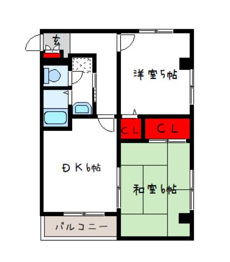 プレアール八尾本町(2DK/3階)の間取り写真