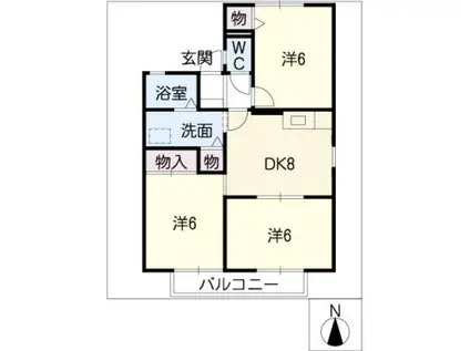 アムールロイヤル(3DK/1階)の間取り写真