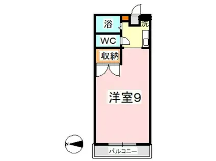 カーサベルデ1(1K/2階)の間取り写真