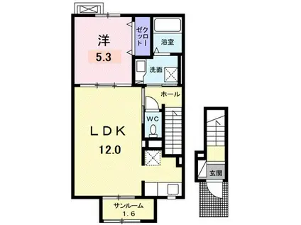 メンリッヒェン・ウッド(1LDK/2階)の間取り写真