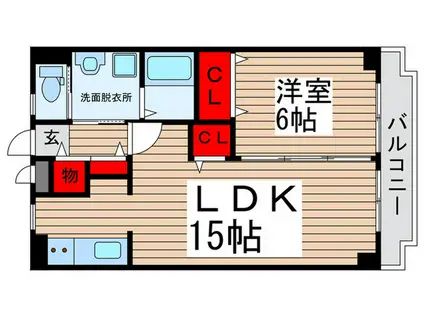 コーポ近代(1LDK/4階)の間取り写真