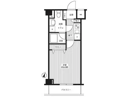 グランハイツ東中野(1K/2階)の間取り写真