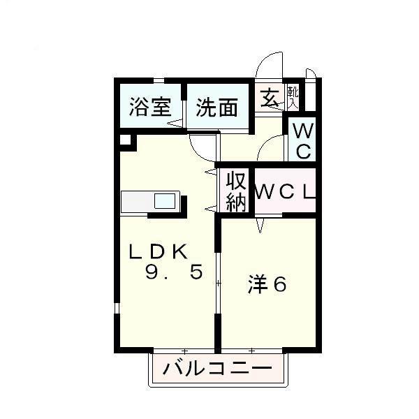 パシフィックドリームA棟(1LDK/2階)の間取り写真