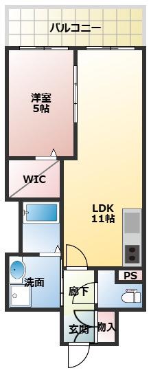VITA荒本(1LDK/8階)の間取り写真