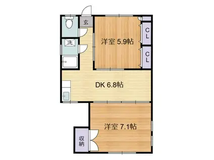 千代荘(2LDK/2階)の間取り写真