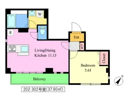 ラ・ルーナ南麻布(1LDK/3階)の間取り写真
