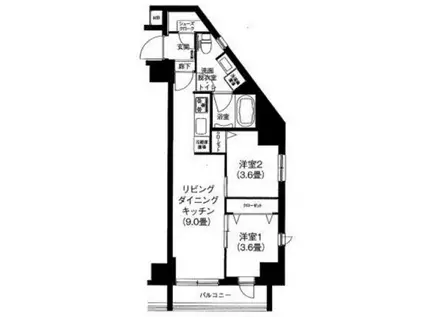 ティモーネ 浅草リーヴァ(2LDK/6階)の間取り写真