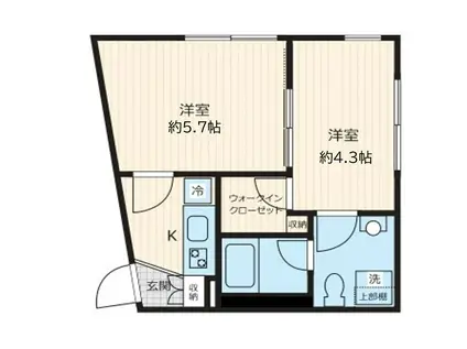 FULLEA若林(2K/2階)の間取り写真