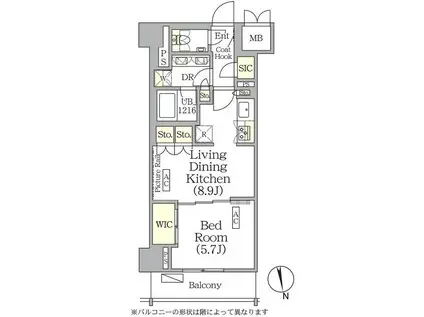 ザ・パークハビオ神楽坂レジデンスサウス(1LDK/6階)の間取り写真