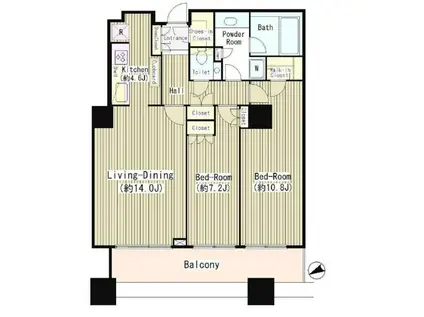 白金タワー(2LDK/37階)の間取り写真