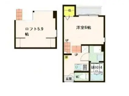 クレール東仙台(1K/2階)の間取り写真