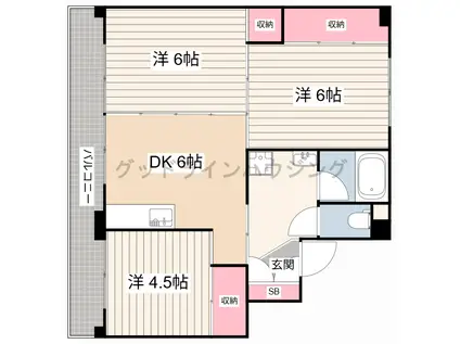 ビレッジハウス三草2号棟(3DK/3階)の間取り写真