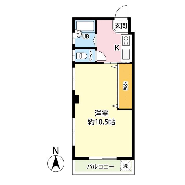 クレアール厚木(1K/2階)の間取り写真