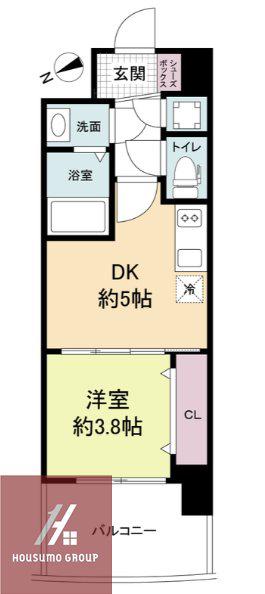 セレニテ京橋クレア(1DK/2階)の間取り写真