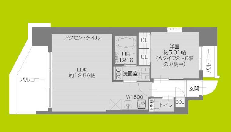 プレジオ玉造(1LDK/2階)の間取り写真