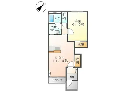 クイーンズコートI(1LDK/1階)の間取り写真