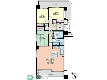 ダイアパレスパレッティア(3LDK/12階)の間取り写真