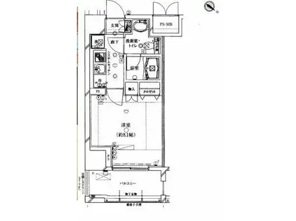 ライジングプレイス浅草弐番館(1K/9階)の間取り写真