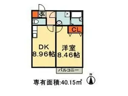 カムフォート登戸III(1LDK/3階)の間取り写真