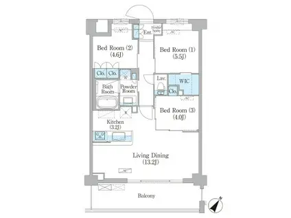NIIYA平和台(3LDK/1階)の間取り写真