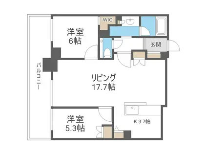 ザ・グランアルト札幌 苗穂ステーションタワー(2LDK/16階)の間取り写真