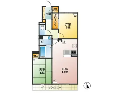 北野翠亭(2LDK/1階)の間取り写真