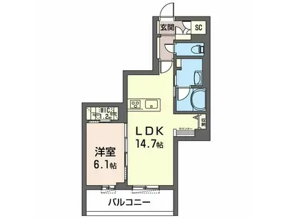 ヴィアソーレ(1LDK/1階)の間取り写真