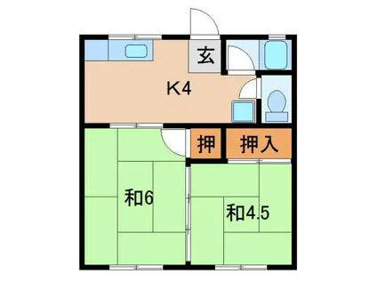 コーポ彩城(2DK/2階)の間取り写真