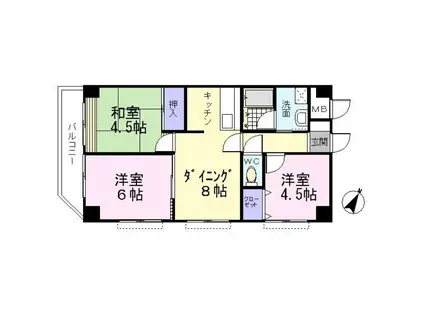 ツカサビル(3DK/2階)の間取り写真