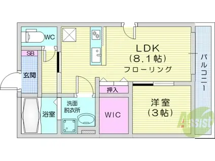SOL LEVANTE(1LDK/3階)の間取り写真