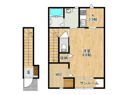 ブロッサム・S(1SK/2階)の間取り写真