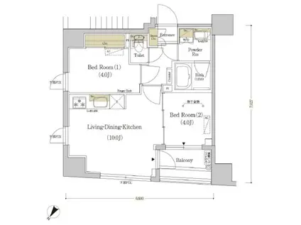 アーバネックス日本橋水天宮(2LDK/9階)の間取り写真
