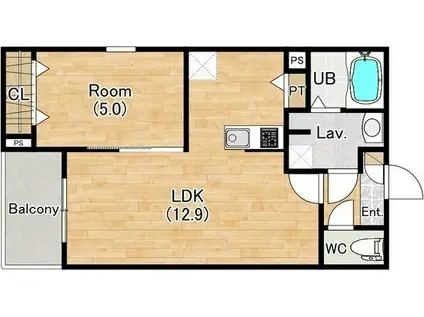 ジーメゾン今伊勢セレナ(1LDK/3階)の間取り写真