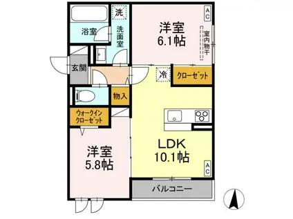 D-RESIDENCE吉津(2LDK/2階)の間取り写真