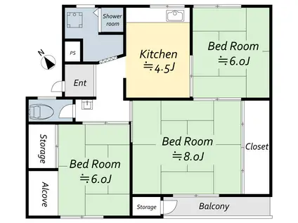 渦が森コーポ 3号館(3DK/3階)の間取り写真