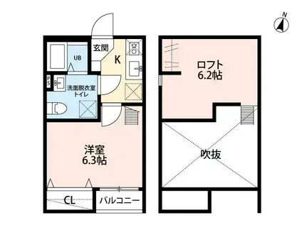 レガーロ(1K/2階)の間取り写真