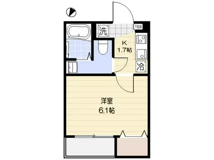 エスカリエ・ブルー(1K/2階)の間取り写真