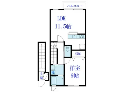 フォルテューヌC(1LDK/2階)の間取り写真