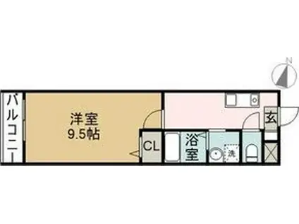 名鉄常滑線 豊田本町駅 徒歩1分 3階建 築23年(1DK/2階)の間取り写真